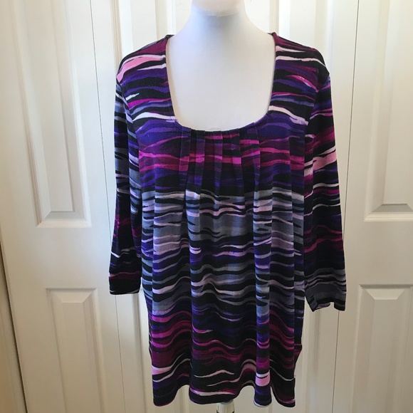 Avenue Sweaters - Avenue Square Neck Tunic Sweater Blue Purple 22/24